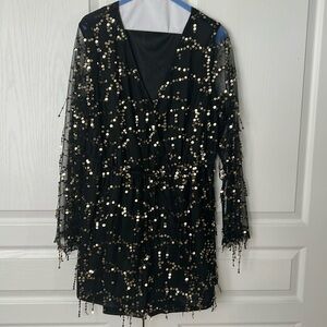 Sequin Black and Gold Romper